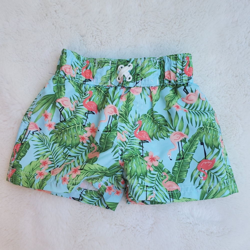 Tropical Flamingo Swim Shorts Size 12m